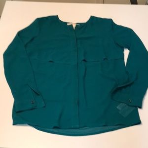 Preowned Michael Kors sheer green long sleeve blouse - XS
